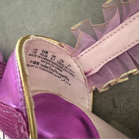 [KID]  DISNEY Rapunzel Costume Heels Kids 7/8 Metallic Pink/Gold - Picture 7 of 7